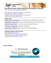 Applied Physics Letters : ZnO nanowire a... Volume Issue : December 2008 by Ramón Tena-Zaera, Jamil Elias, and Claude Lévy-Clé...