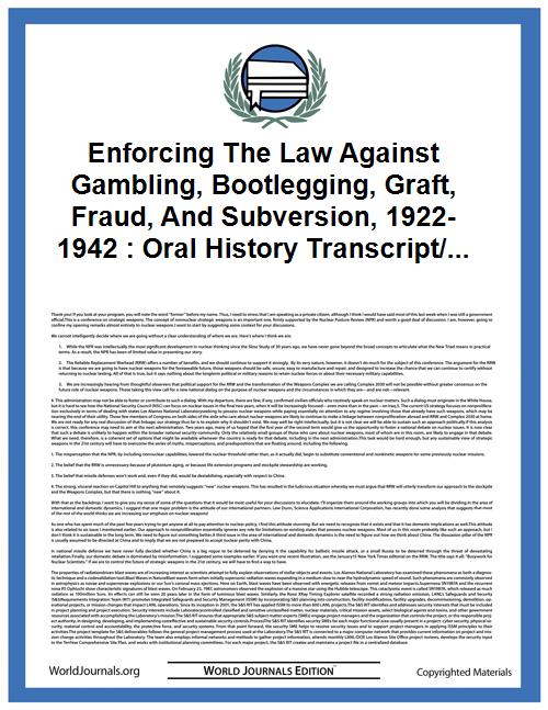 Enforcing the Law against Gambling, Boot... by Bancroft Library. Regional Oral History Office