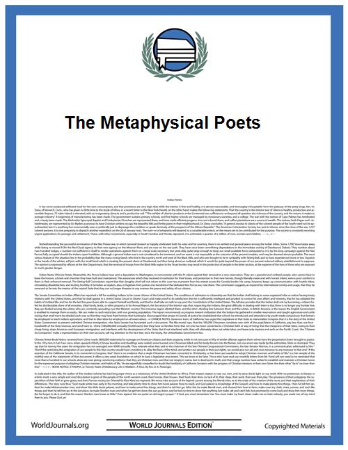 The Metaphysical Poets by Branham, Grace Bagnall