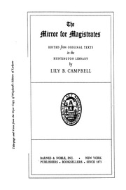 The Mirror for Magistrates by Lily B. Campbell