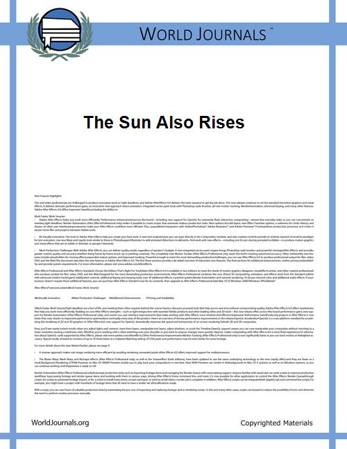 The Sun Also Rises by Hemingway, Ernest