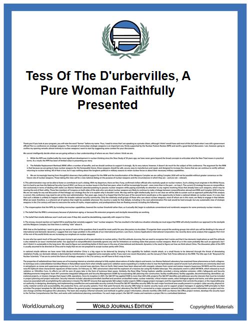 Tess of the D'Urbervilles, A Pure Woman ... by Hardy, Thomas