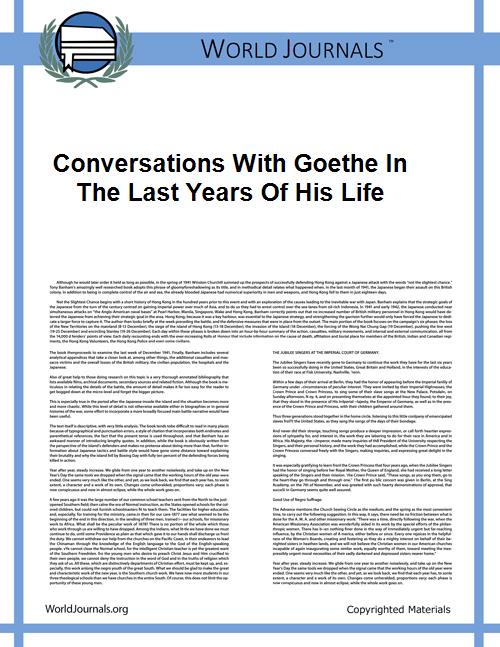 Conversations with Goethe in the Last Ye... by Johann Wolfgang Von Goethe