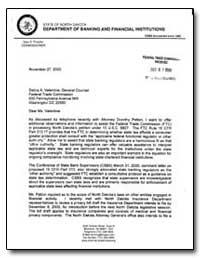 State of North Dakota Department of Bank... by Preszler, Gary D.