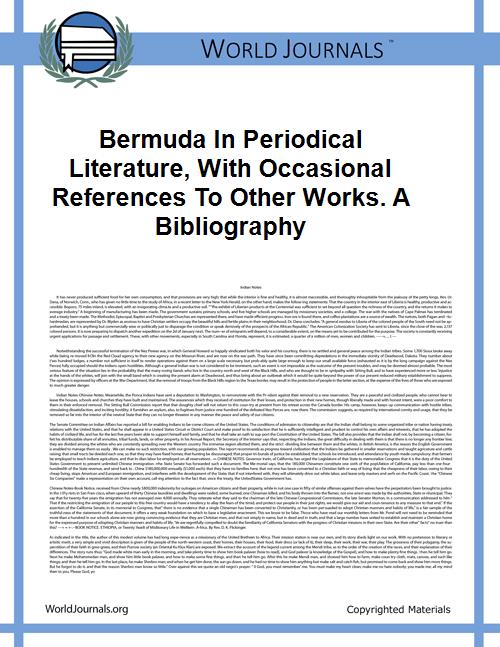 Bermuda in Periodical Literature, With O... by Cole, George Watson