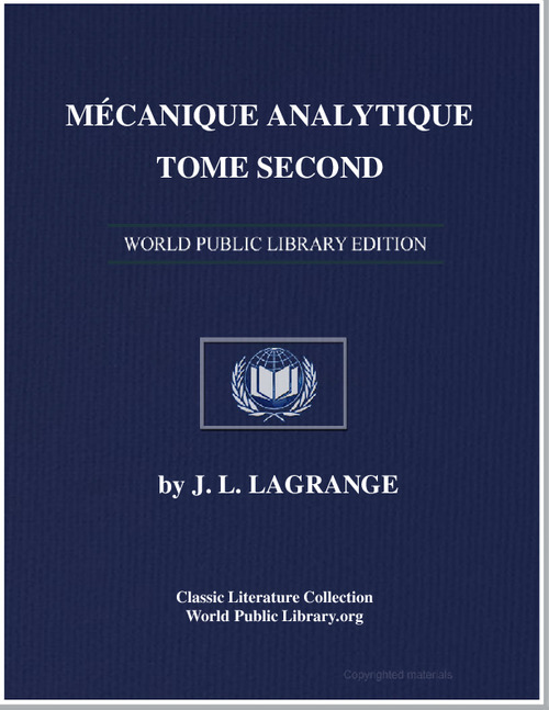 Mecanique Analytique by Lagrange, J. L. (Joseph Louis)