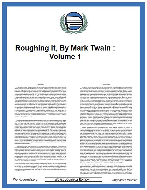 Roughing It, By Mark Twain : Volume 1 by Twain, Mark