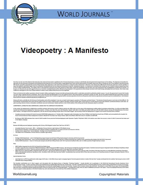 Videopoetry : a Manifesto by Konyves, Tom