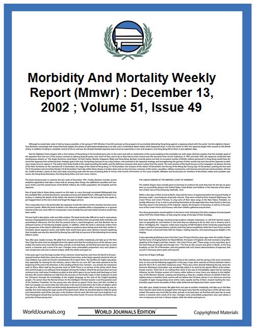 Morbidity and Mortality Weekly Report (M... by Center for Disease Control (Cdc) and Prevention