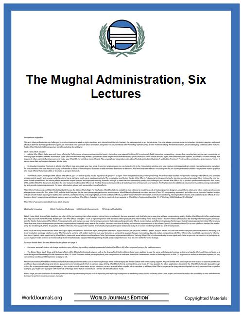 The Mughal administration, six lectures by Sarkar, Jadunath