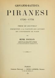 Giovanni-Battista Piranesi, 1720-1778 by Focillon, Henri, 1881-1943