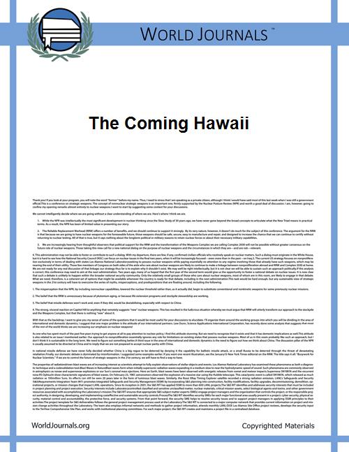 The Coming Hawaii by Goodrich, Joseph King