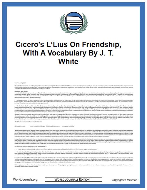 Cicero's L‘Lius on Friendship, With a Vo... by Marcus Tullius Cicero