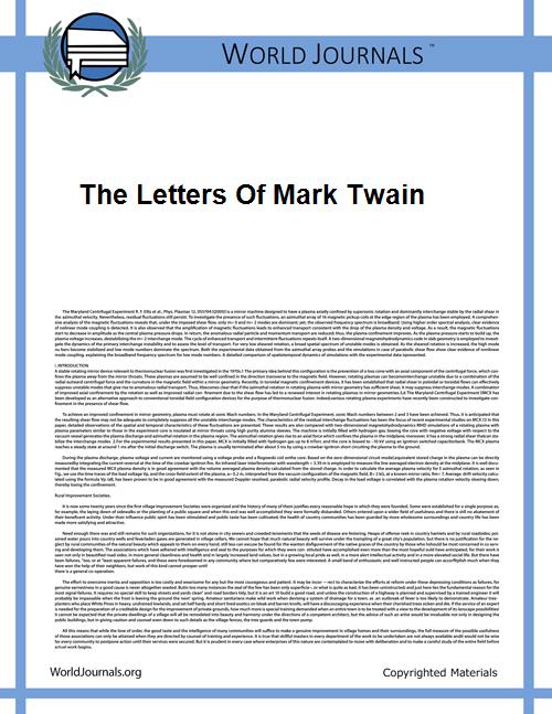 The Letters of Mark Twain by Twain, Mark