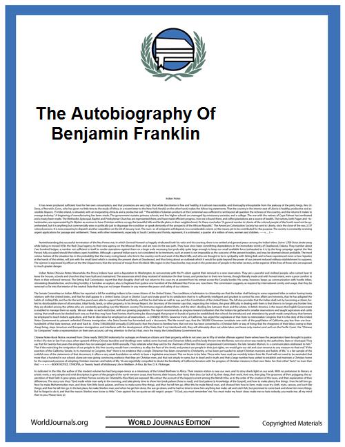 The Autobiography of Benjamin Franklin by Franklin, Benjamin