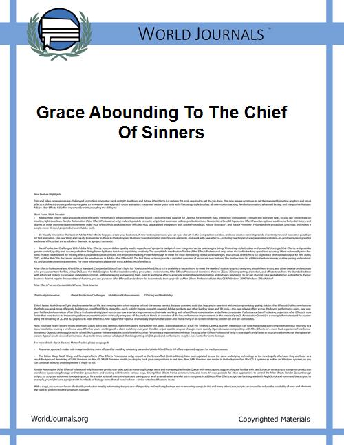Grace Abounding to the Chief of Sinners by Bunyan, John