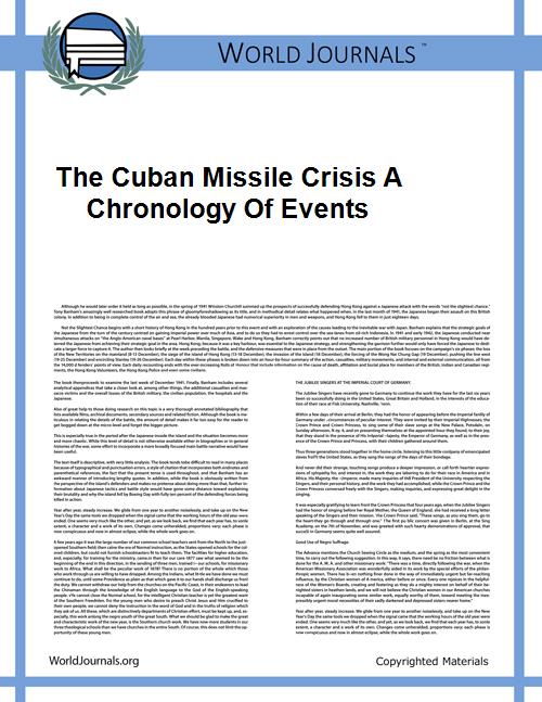 The Cuban Missile Crisis a Chronology of... by Department of National Security