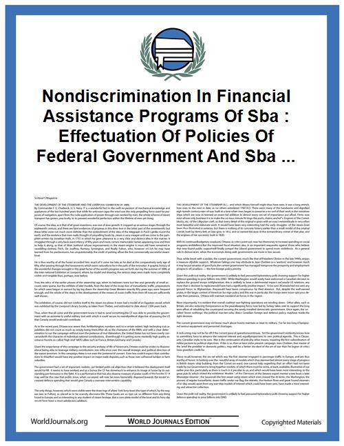 Nondiscrimination in Financial Assistanc... by Small Business Administration