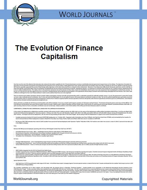 The Evolution of Finance Capitalism by Edwards, George W.