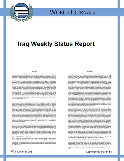 Iraq Weekly Status Report by Hussein, Abed Al