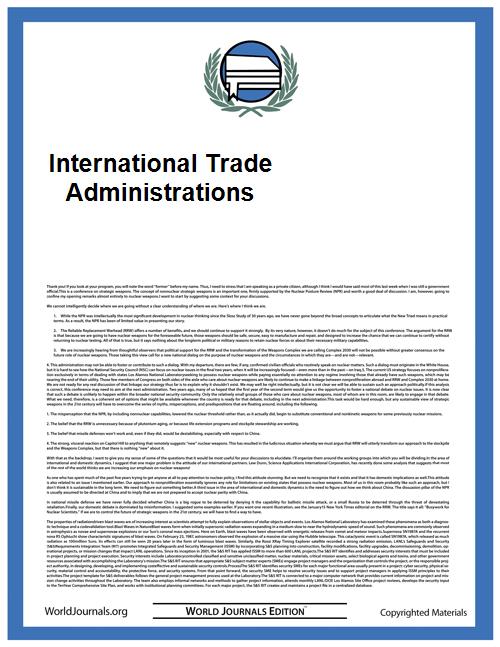 International Trade Administrations by Frazier, Johnnie E.