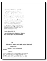 Fundamental Principles of the Metaphysic... by Kant, Immanuel